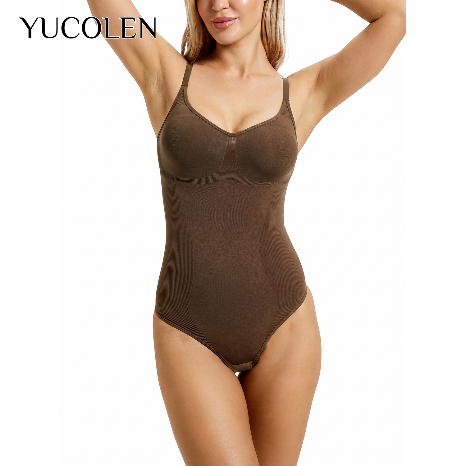Shapewear Bodysuit Firm - YUCOLEN Kadın U Yaka Tanga Bodysuit