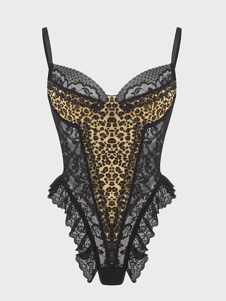 Seksi Dantel Leopar Desen Body - Shapewear Bodysuit Firm incelemesi ve fiyatı